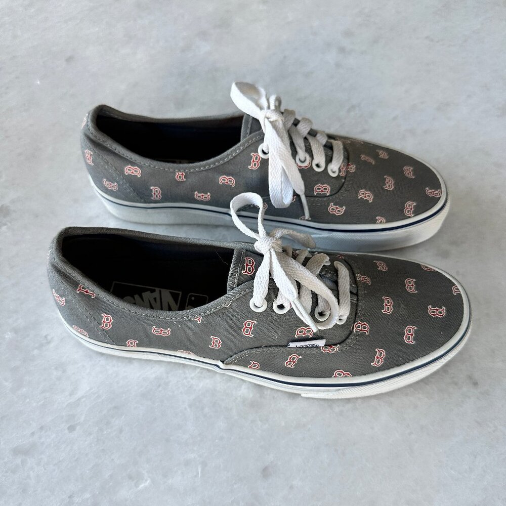 💥RARE💥Vans Authentic Gray MLB Boston Red Sox Skate Shoes Size Men 7.5, Women 9 - Picture 6 of 7